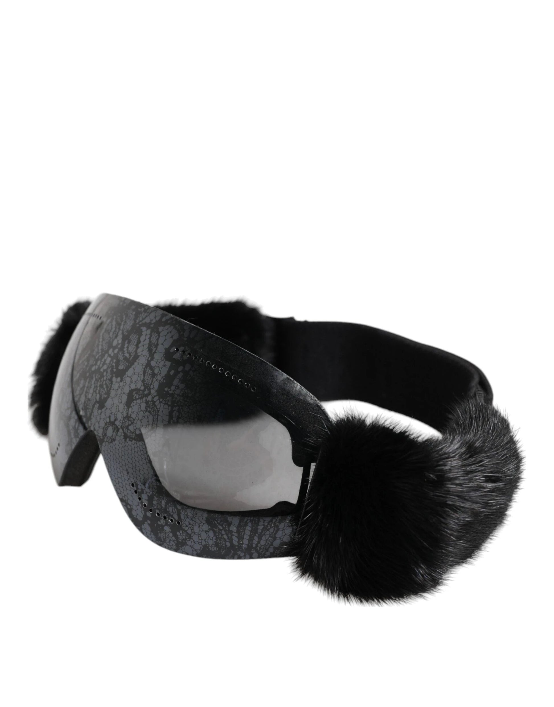 Dolce & Gabbana Black Bi0759 Lace Mirrored Ski Goggles Mask Sunglasses by Dolce & Gabbana