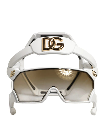 Dolce & Gabbana White Acetate Next Generation Mask Eyewear Sunglasses by Dolce & Gabbana