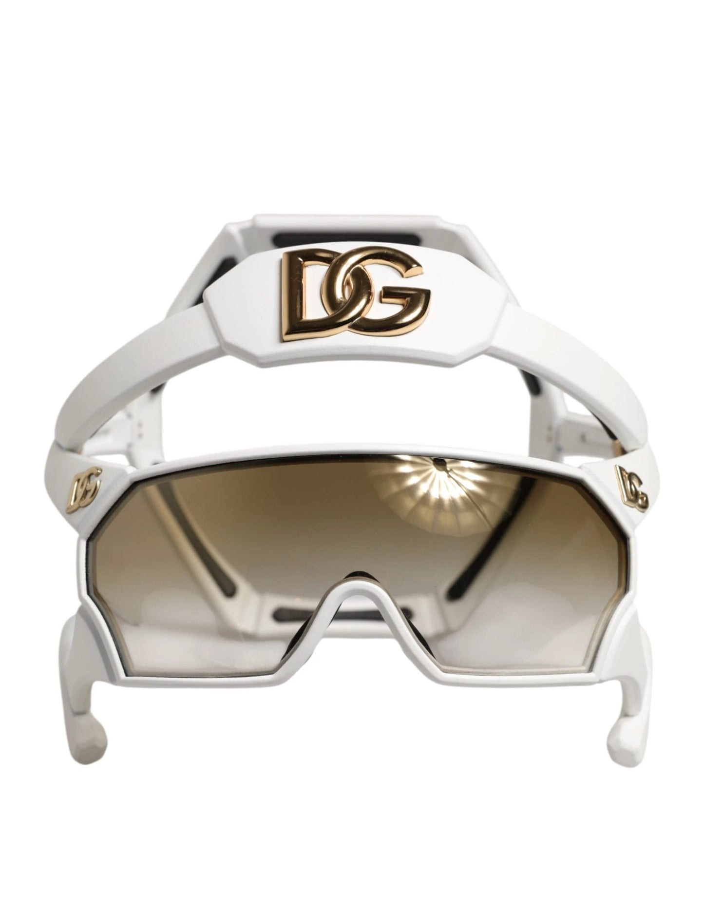Dolce & Gabbana White Acetate Next Generation Mask Eyewear Sunglasses by Dolce & Gabbana