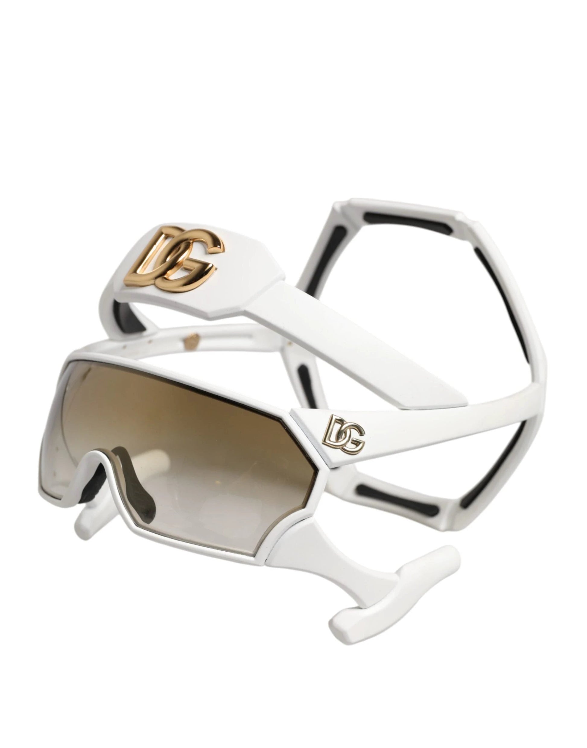 Dolce & Gabbana White Acetate Next Generation Mask Eyewear Sunglasses by Dolce & Gabbana