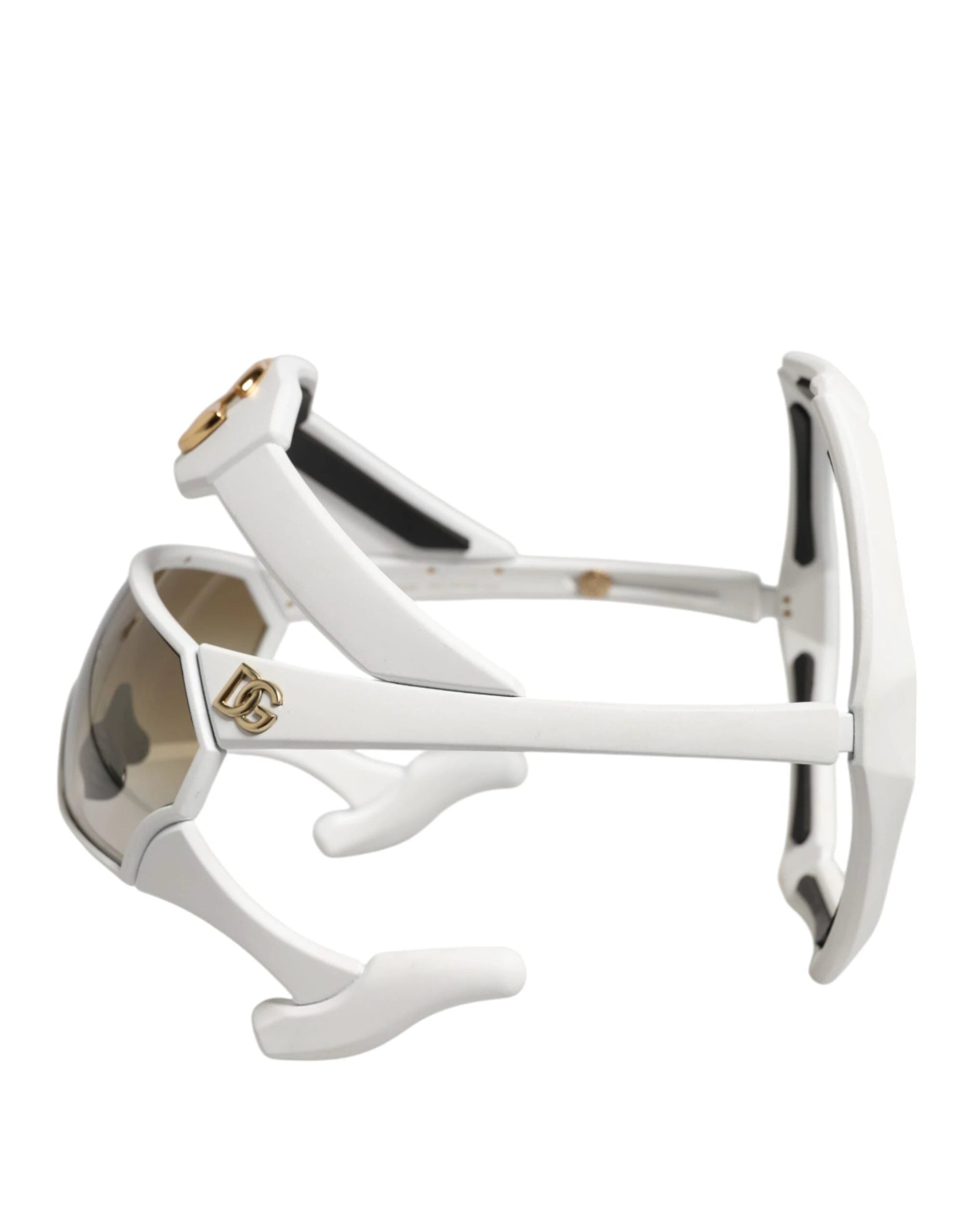 Dolce & Gabbana White Acetate Next Generation Mask Eyewear Sunglasses by Dolce & Gabbana