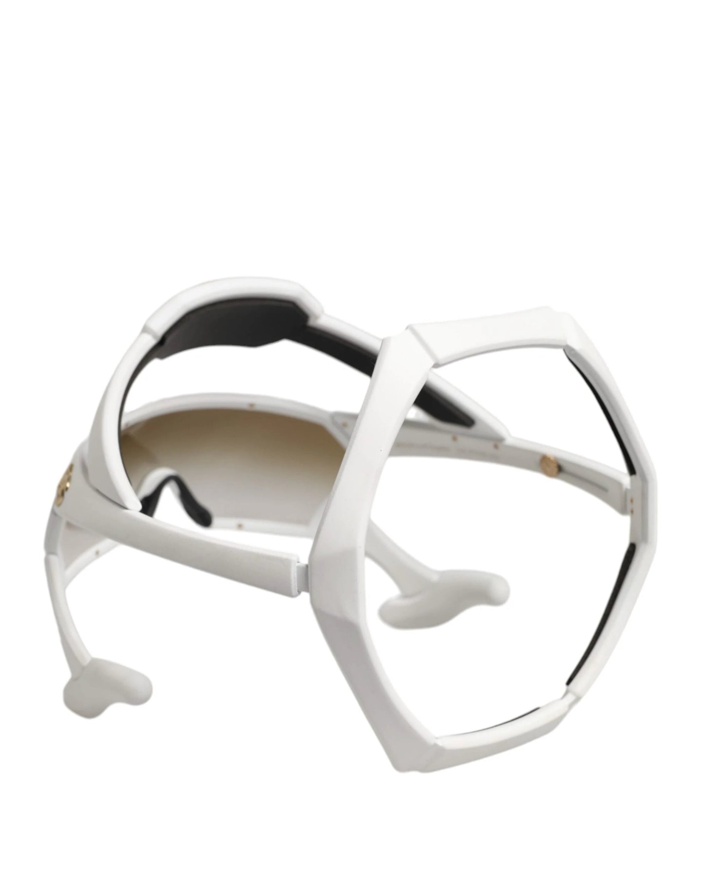 Dolce & Gabbana White Acetate Next Generation Mask Eyewear Sunglasses by Dolce & Gabbana