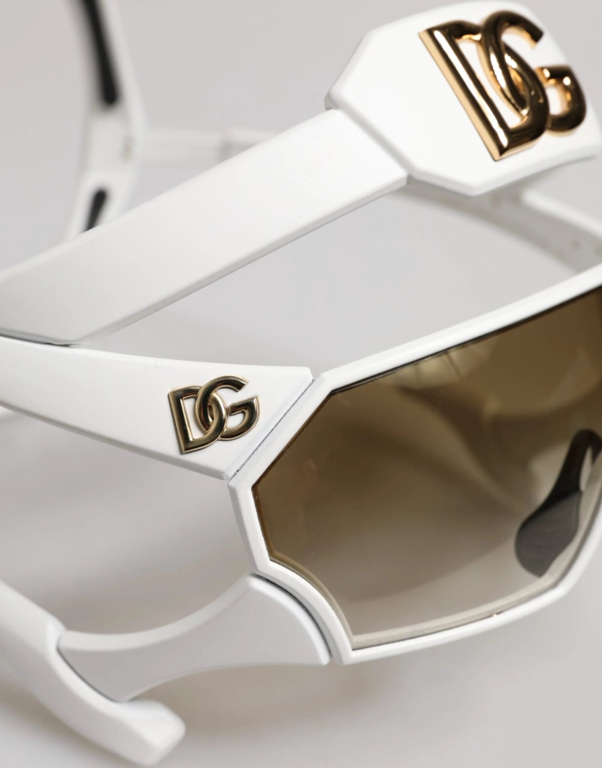 Dolce & Gabbana White Acetate Next Generation Mask Eyewear Sunglasses by Dolce & Gabbana