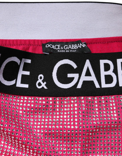 Dolce & Gabbana Pink Rhinestone Embellished Logo Mini Skirt by Dolce & Gabbana
