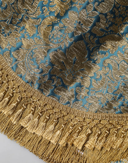 Dolce & Gabbana Blue Floral Jacquard Tasseled Mini Skirt by Dolce & Gabbana