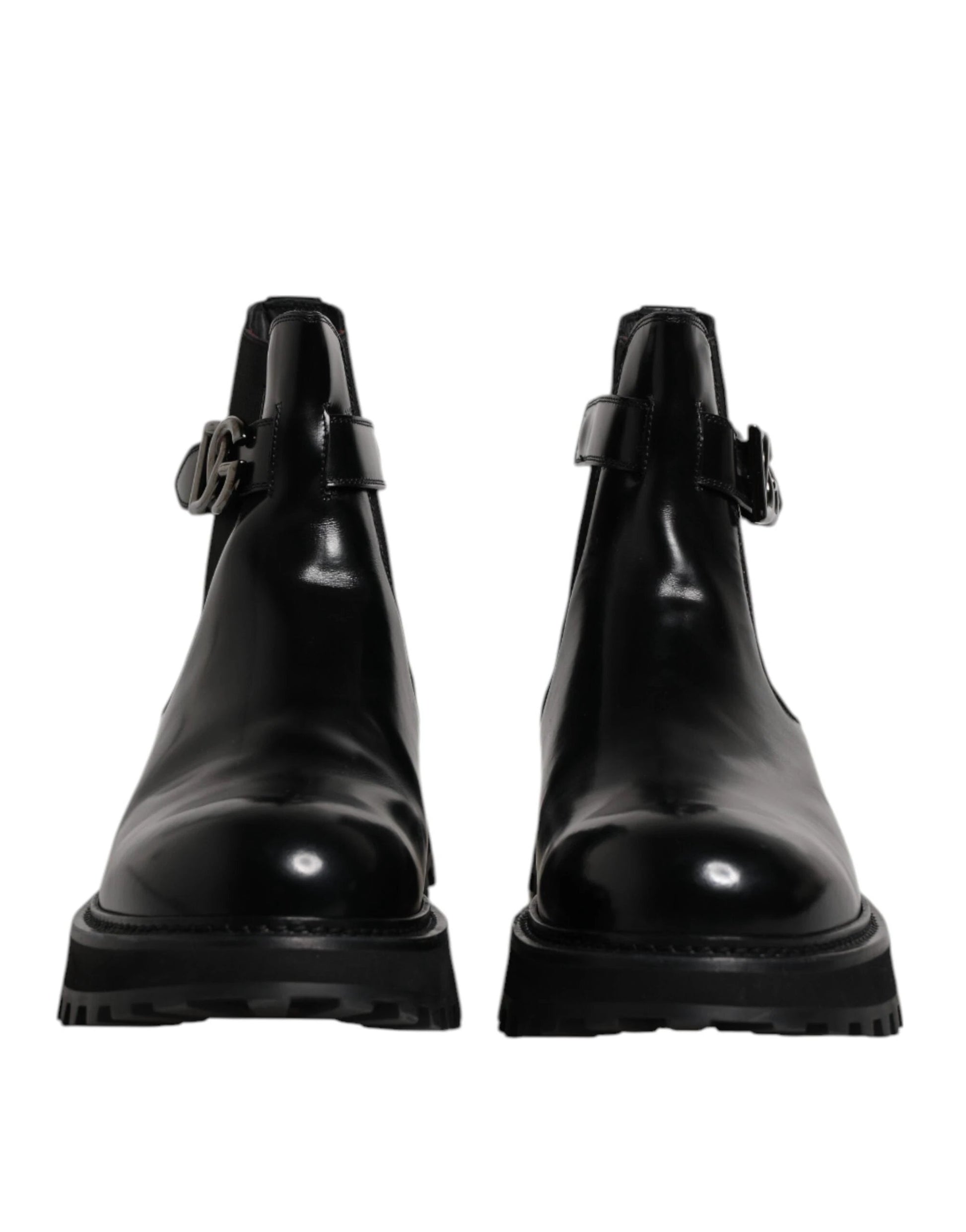 Dolce & Gabbana Black Belted DG Logo Men Chelsea Boots Shoes by Dolce & Gabbana
