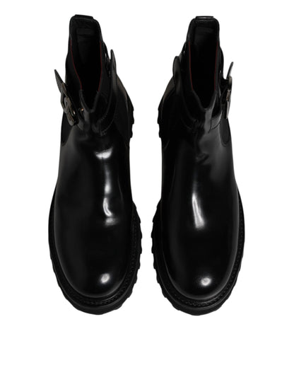 Dolce & Gabbana Black Belted DG Logo Men Chelsea Boots Shoes by Dolce & Gabbana