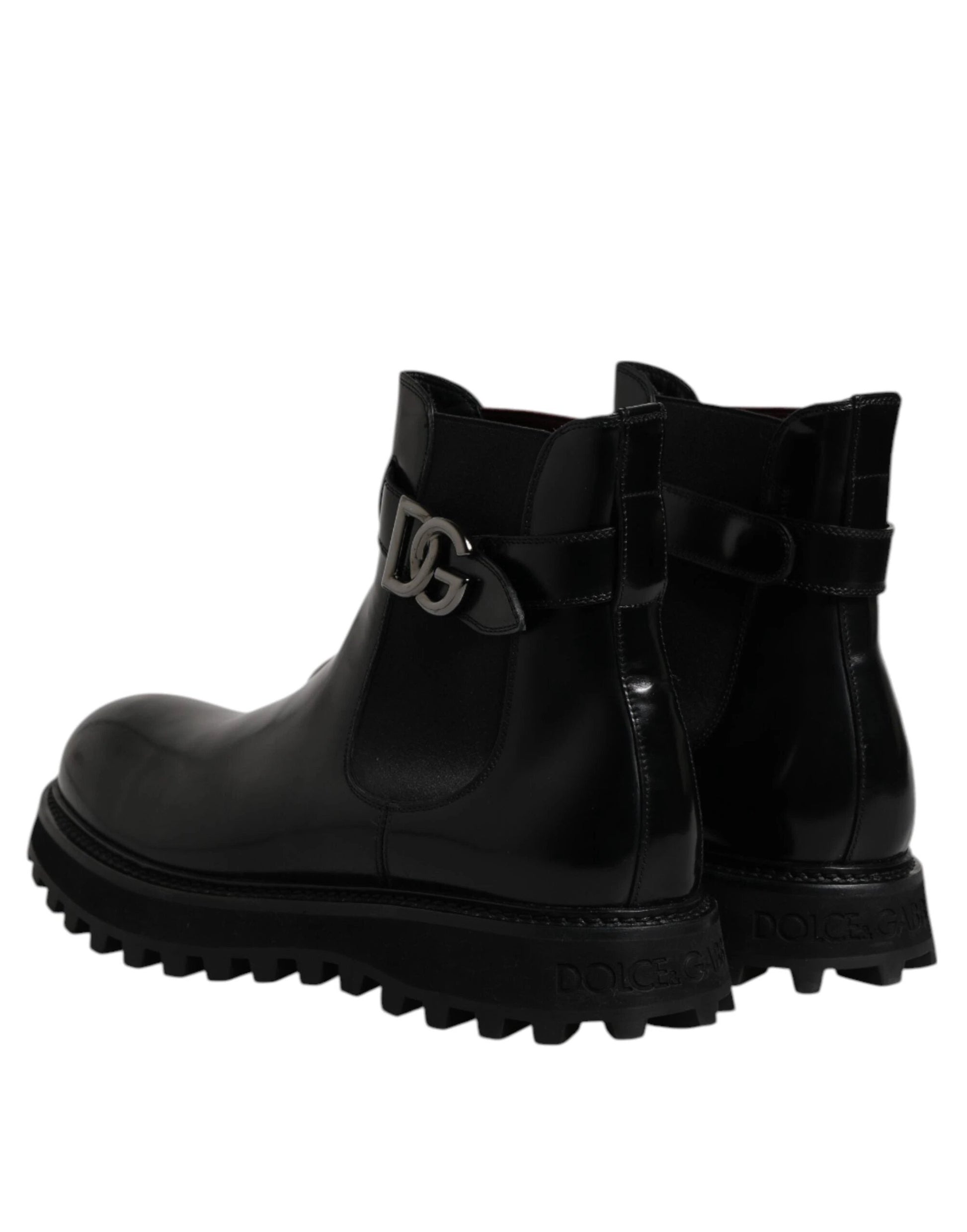Dolce & Gabbana Black Belted DG Logo Men Chelsea Boots Shoes by Dolce & Gabbana