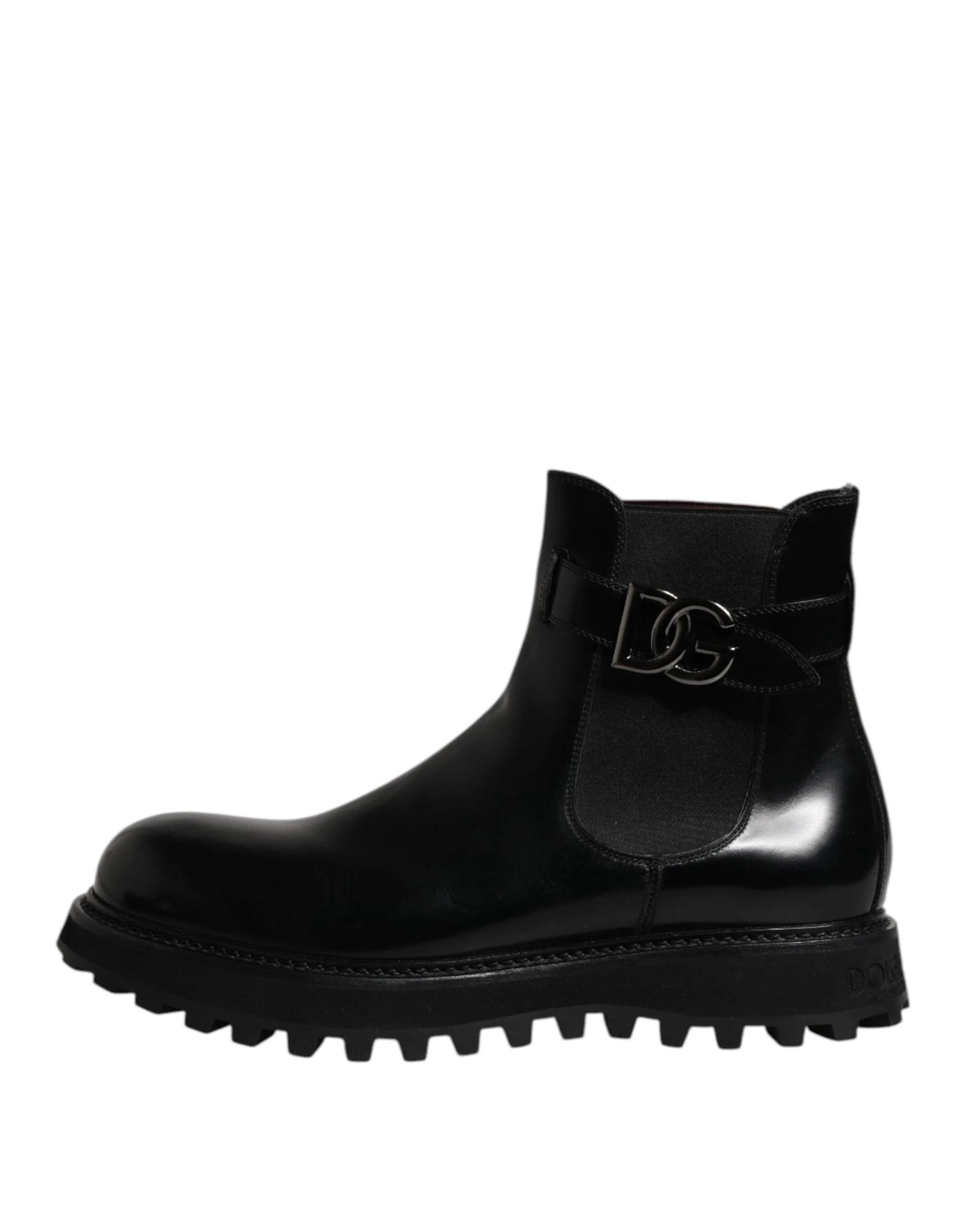 Dolce & Gabbana Black Belted DG Logo Men Chelsea Boots Shoes by Dolce & Gabbana