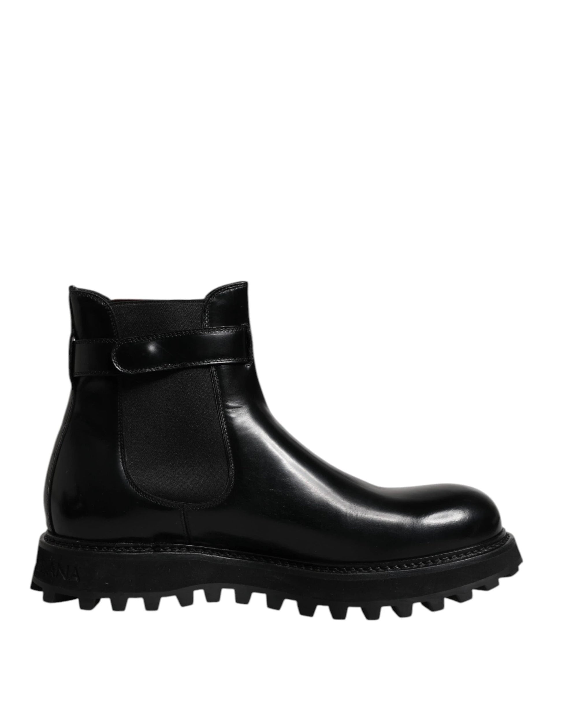 Dolce & Gabbana Black Belted DG Logo Men Chelsea Boots Shoes by Dolce & Gabbana