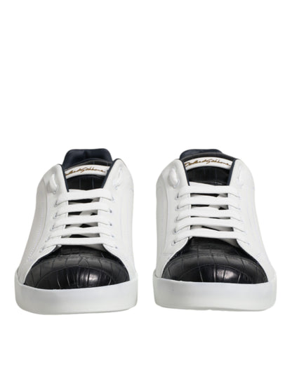 Baskets Dolce & Gabbana homme Portofino en cuir blanc et noir – MV7623