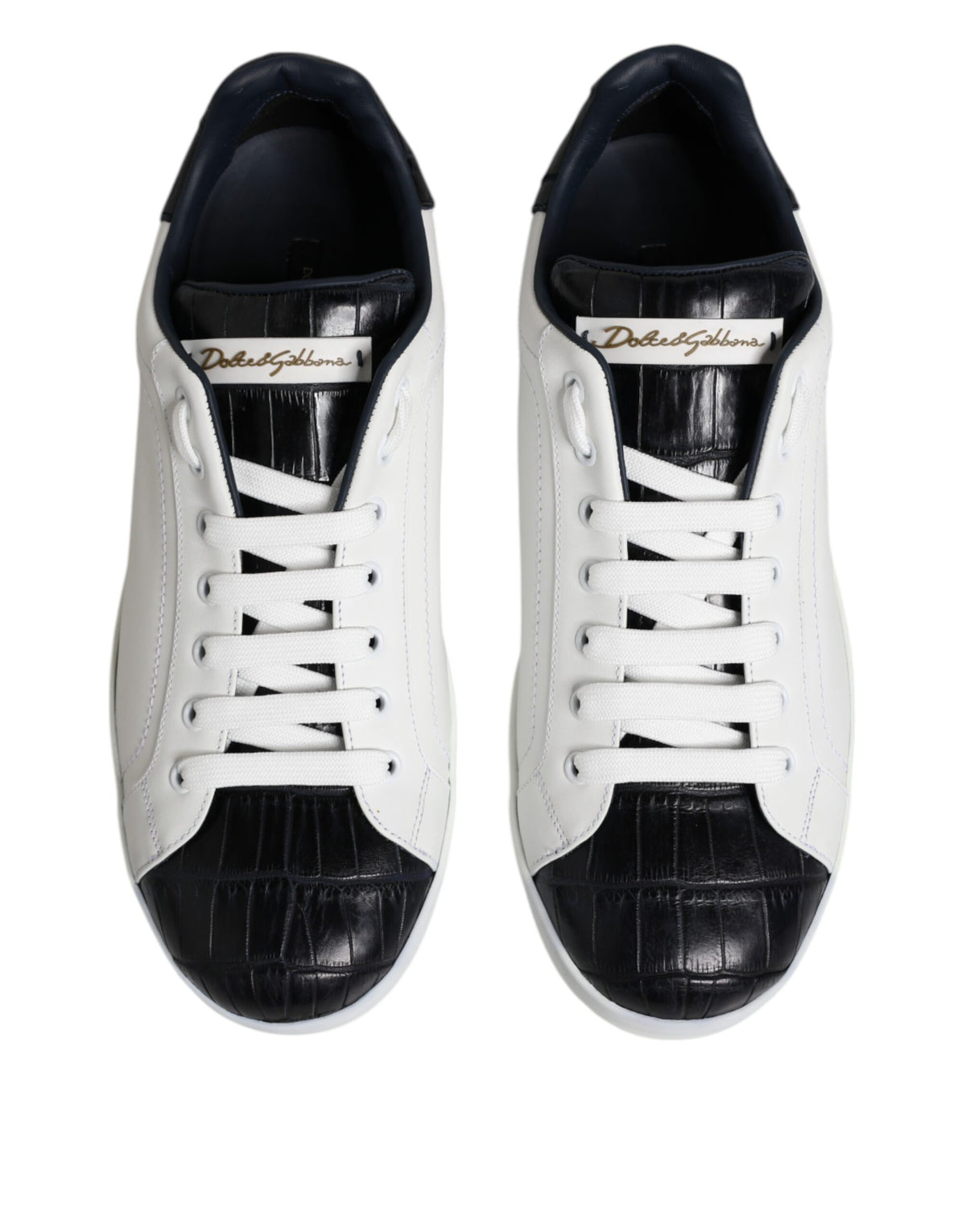 Baskets Dolce & Gabbana homme Portofino en cuir blanc et noir – MV7623