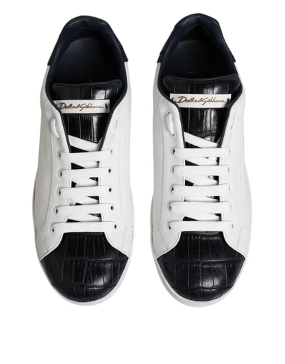 Baskets Dolce & Gabbana homme Portofino en cuir blanc et noir – MV7623