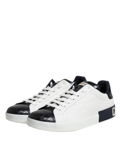 Baskets Dolce & Gabbana homme Portofino en cuir blanc et noir – MV7623