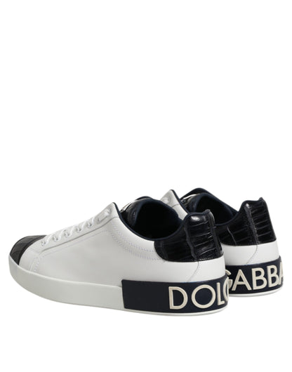 Baskets Dolce & Gabbana homme Portofino en cuir blanc et noir – MV7623