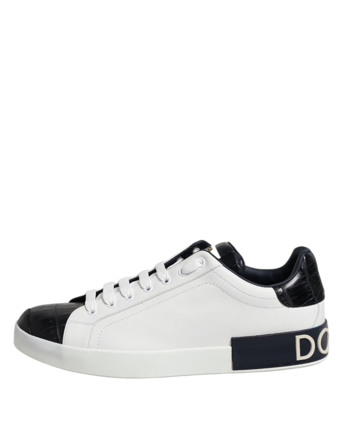 Baskets Dolce & Gabbana homme Portofino en cuir blanc et noir – MV7623