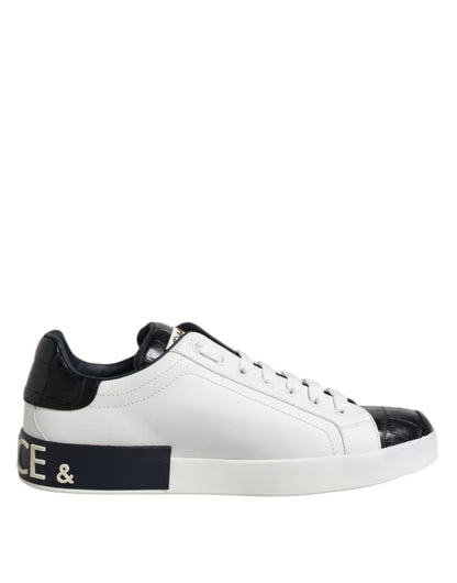Baskets Dolce & Gabbana homme Portofino en cuir blanc et noir – MV7623