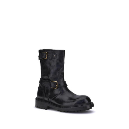 Dolce & Gabbana Black Calf Leather Bos Taurus Lace-Up Boots by Dolce & Gabbana