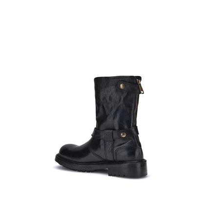 Dolce & Gabbana Black Calf Leather Bos Taurus Lace-Up Boots by Dolce & Gabbana
