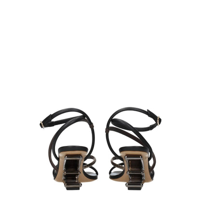Fendi Multicolor Leather Sandals by Fendi