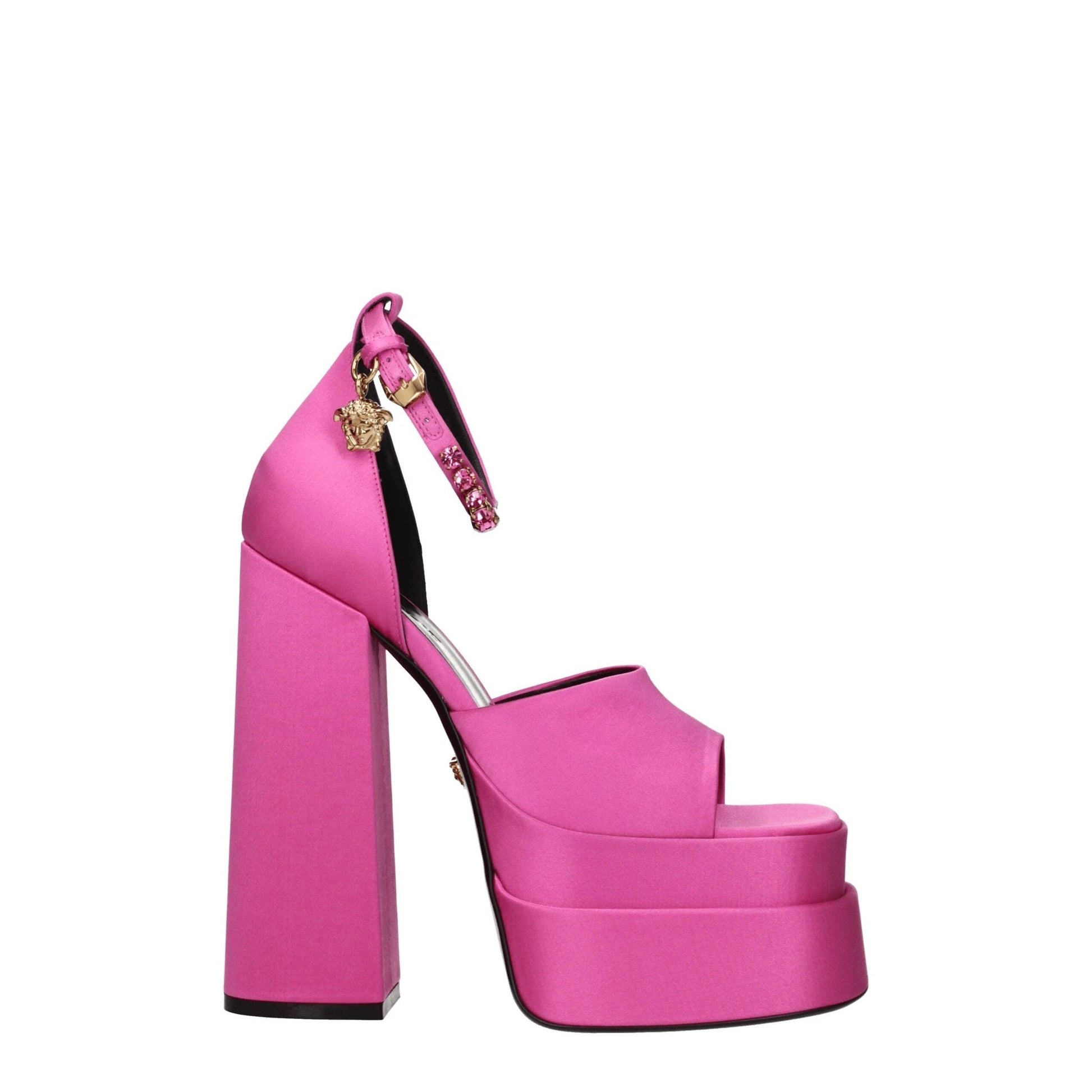 Versace Pink Satin Platform Sandals by Versace