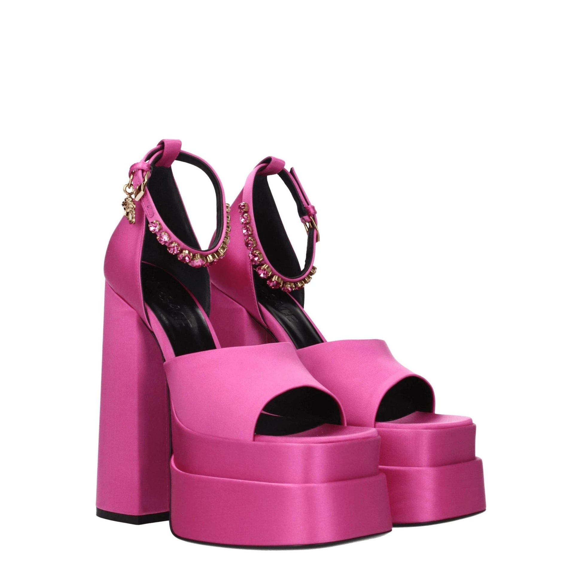 Versace Pink Satin Platform Sandals by Versace