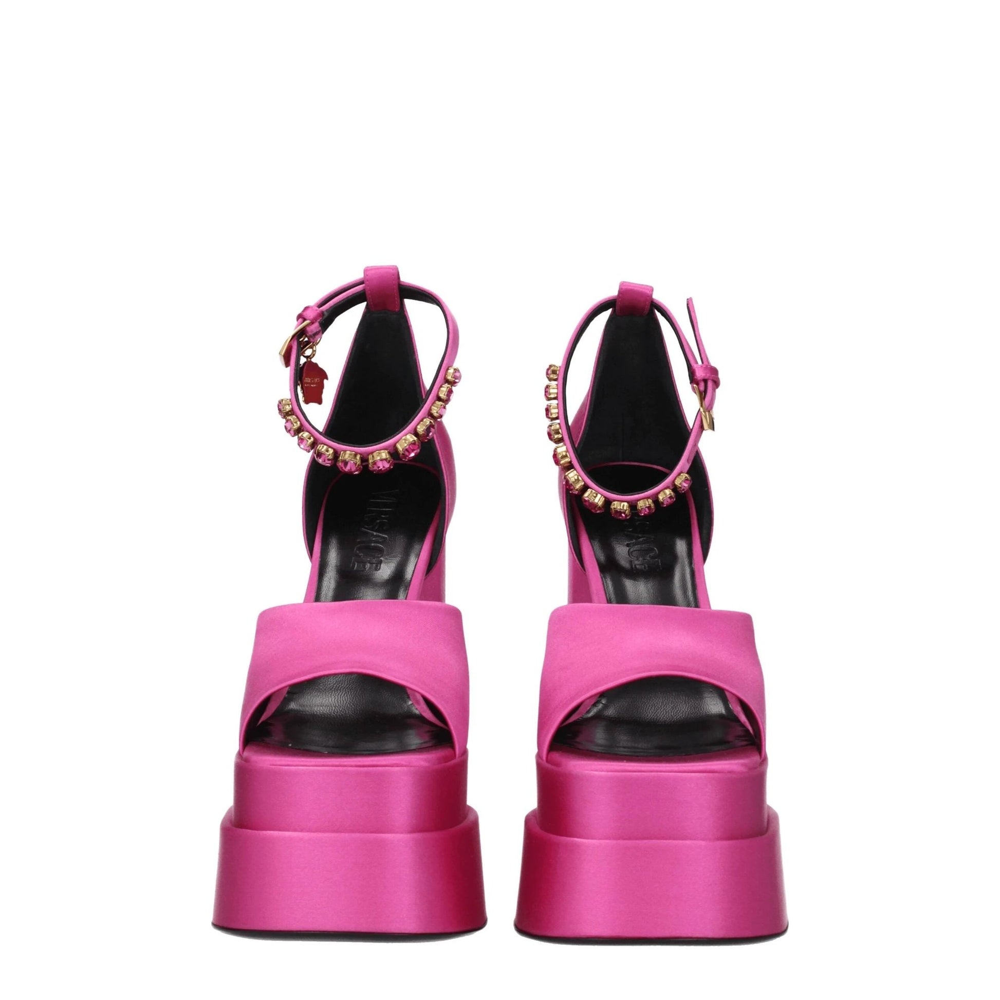 Versace Pink Satin Platform Sandals by Versace