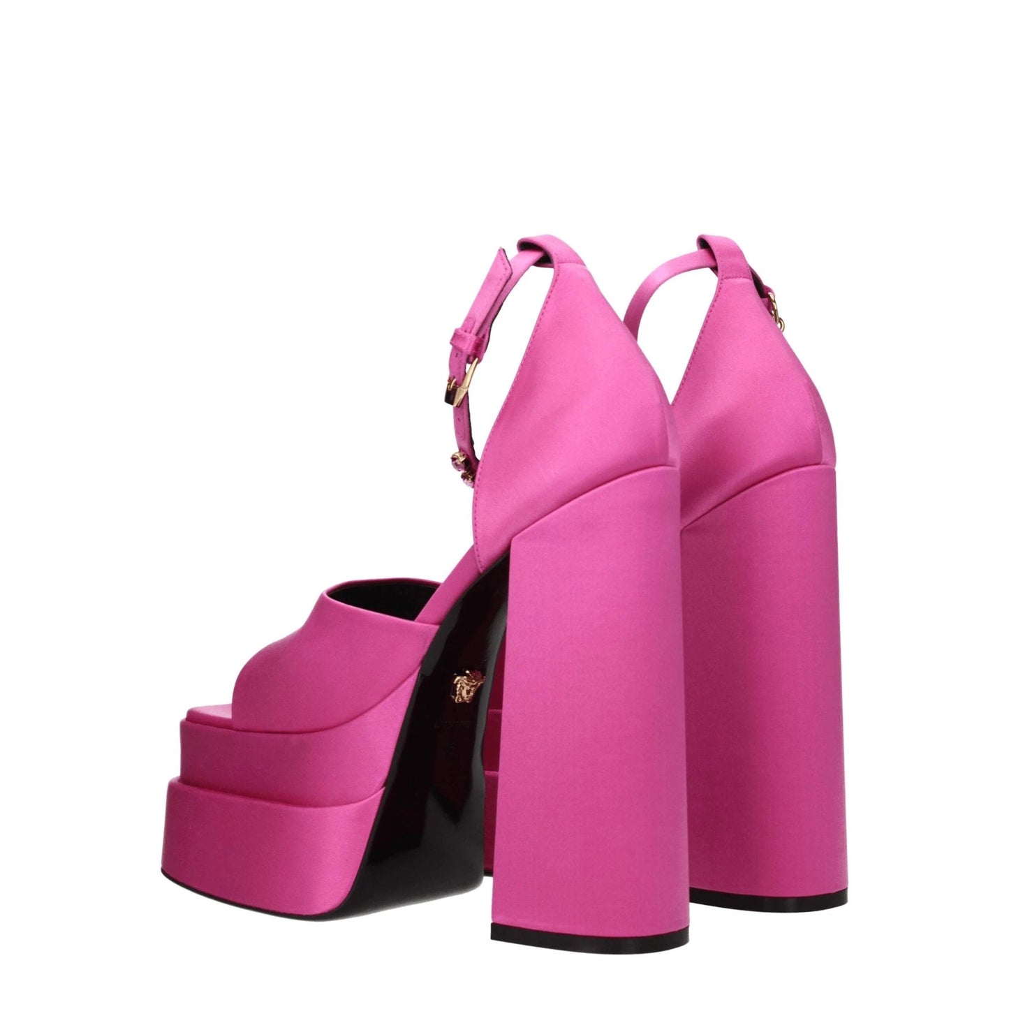 Versace Pink Satin Platform Sandals by Versace