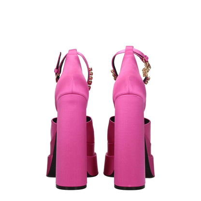 Versace Pink Satin Platform Sandals by Versace