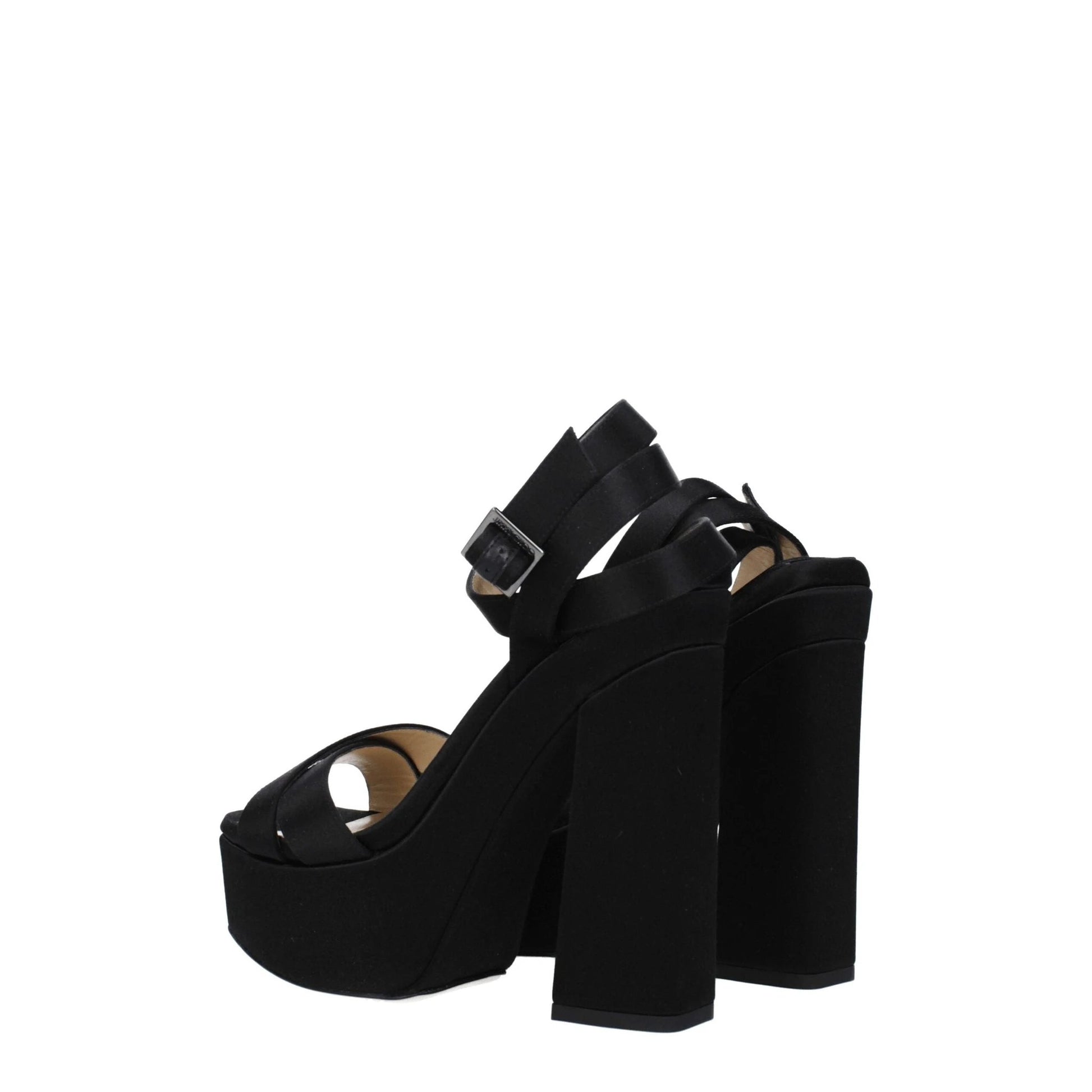 Jimmy Choo Black Satin Platform Sandals by Jimmy Choo