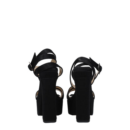 Jimmy Choo Black Satin Platform Sandals by Jimmy Choo