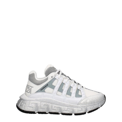 Versace White Fabric Athletic Sneakers by Versace
