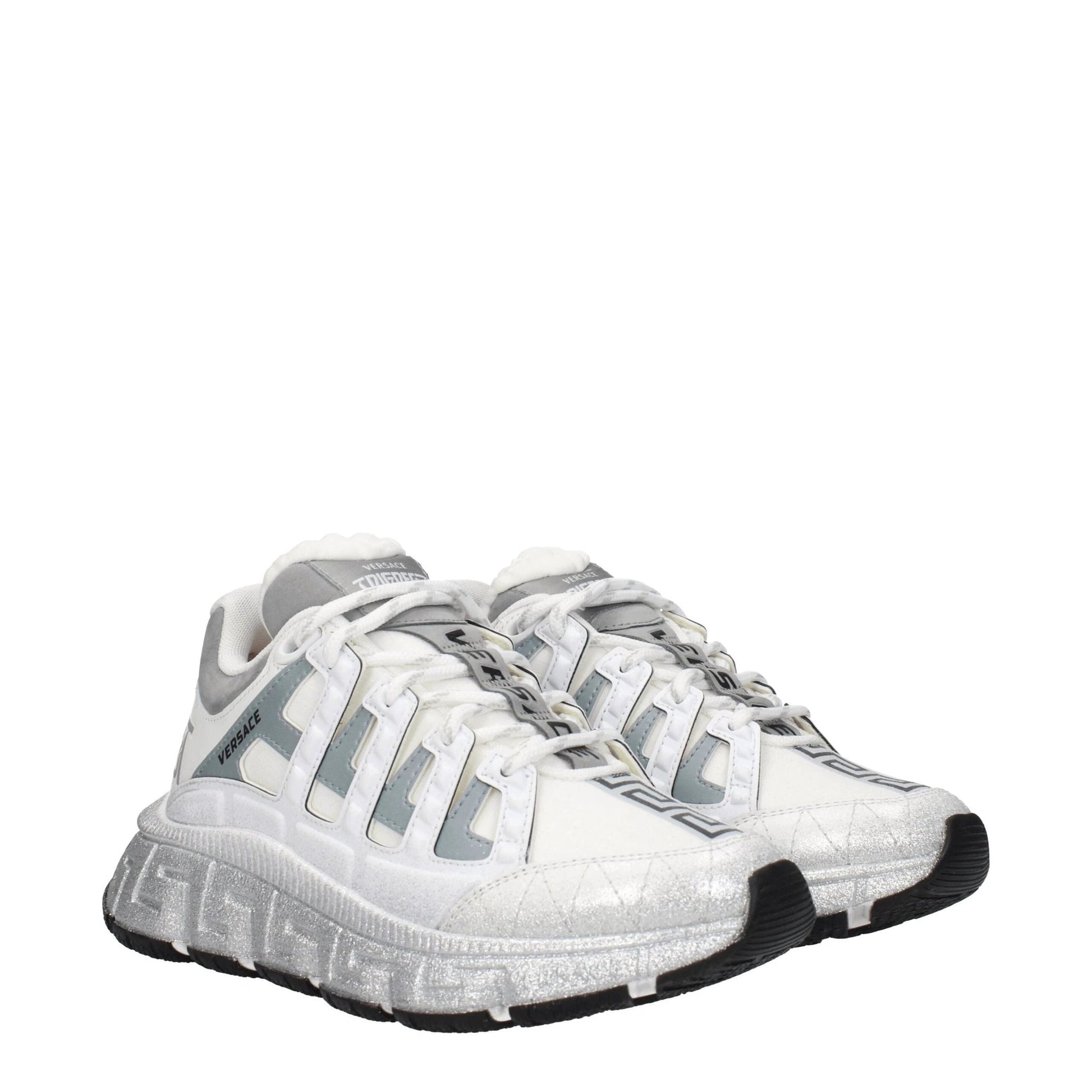 Versace White Fabric Athletic Sneakers by Versace