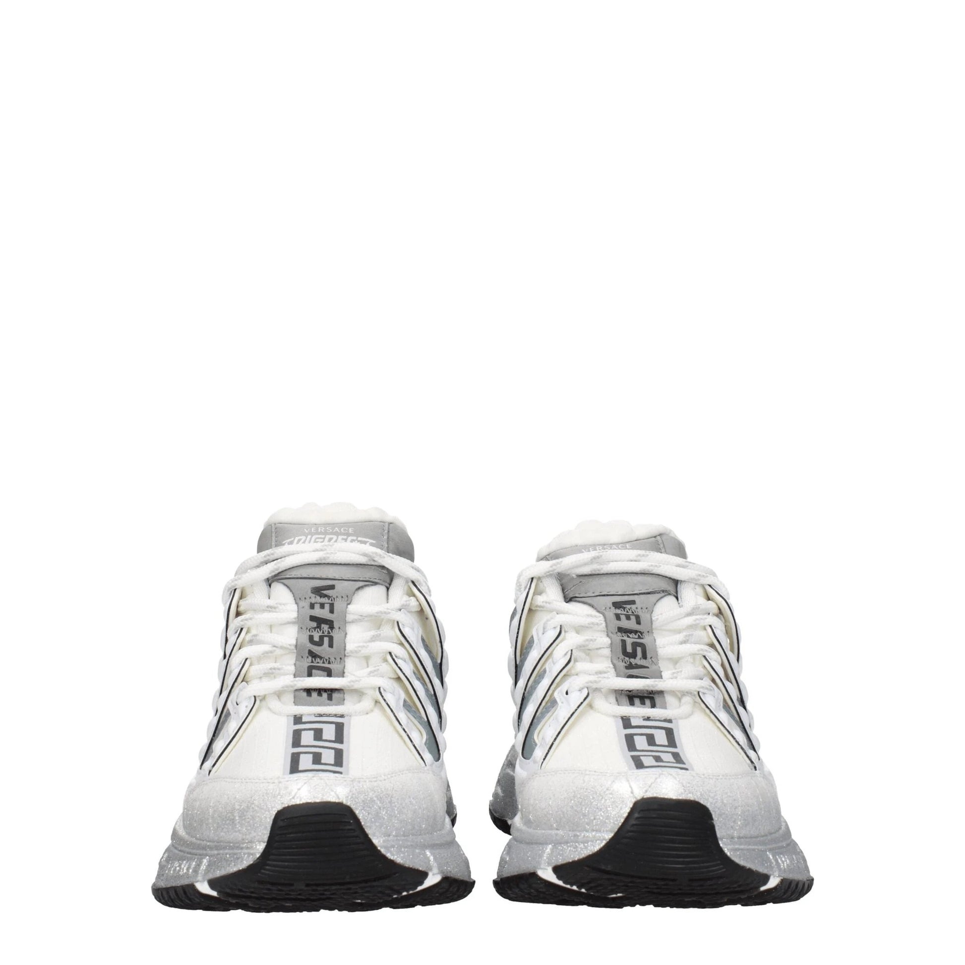 Versace White Fabric Athletic Sneakers by Versace