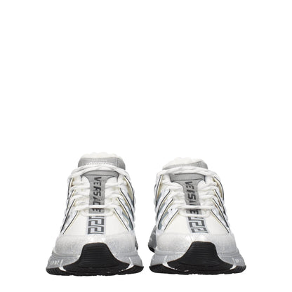 Versace White Fabric Athletic Sneakers by Versace
