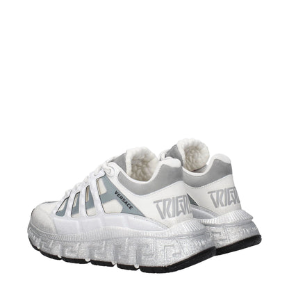 Versace White Fabric Athletic Sneakers by Versace