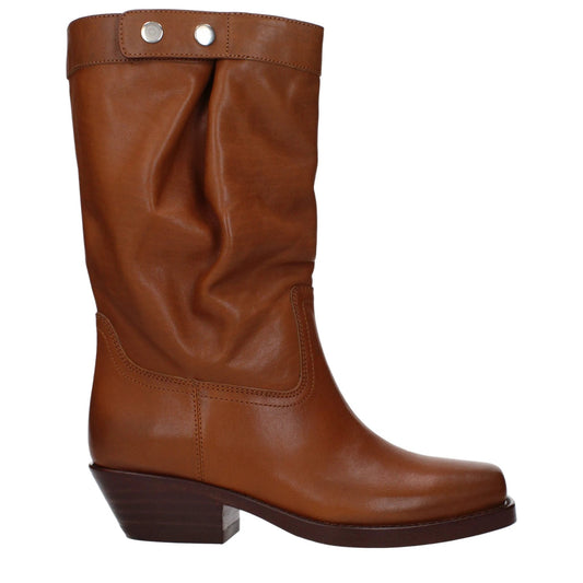 Isabel Marant Brown Leather Ankle Boots by Isabel Marant