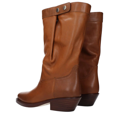 Isabel Marant Brown Leather Ankle Boots by Isabel Marant