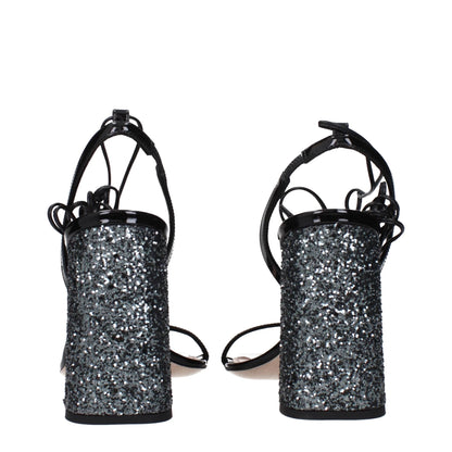 Miu Miu Black Leather Platform Sandals by Miu Miu