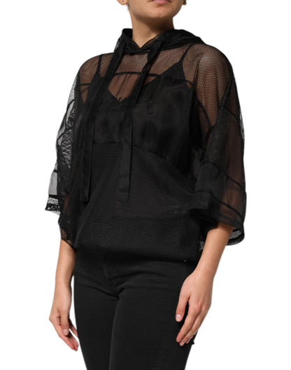 Dolce & Gabbana Black See Through Hooded Pullover Sweater by Dolce & Gabbana