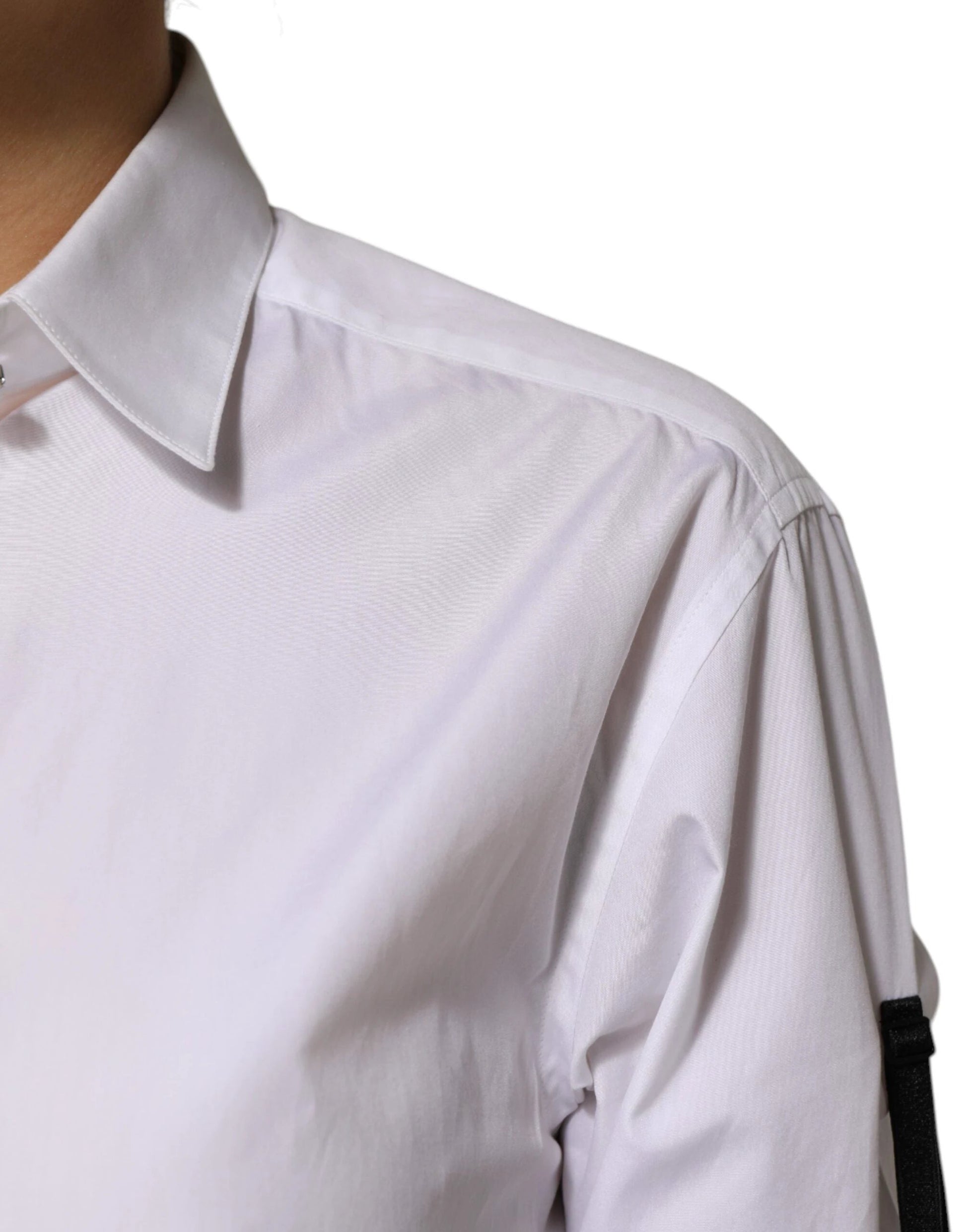 Dolce & Gabbana White Crystal Embellished Collared Shirt Top by Dolce & Gabbana