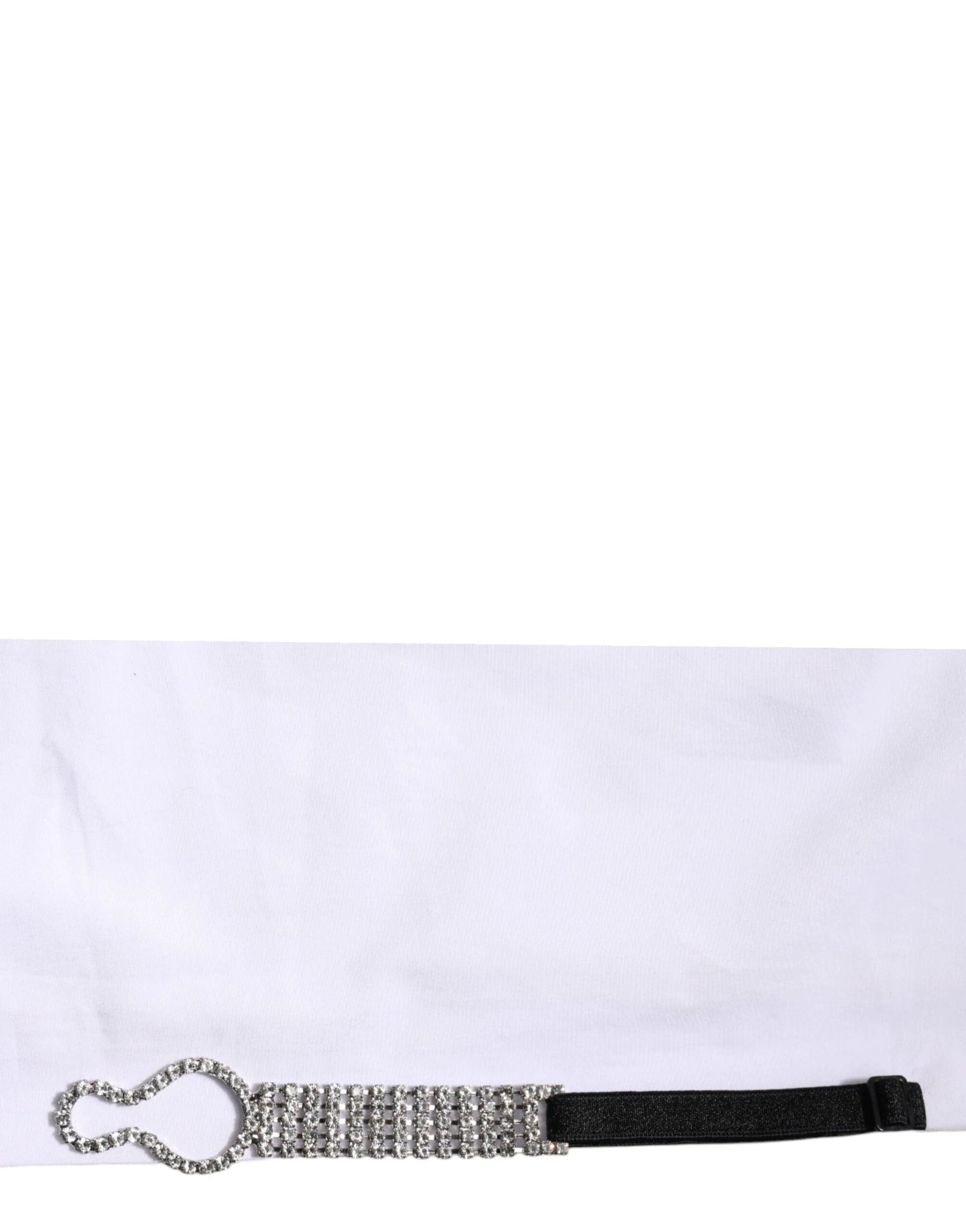 Dolce & Gabbana White Crystal Embellished Collared Shirt Top by Dolce & Gabbana