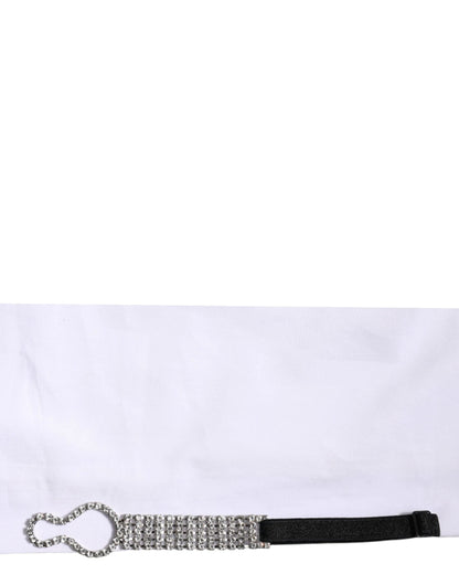 Dolce & Gabbana White Crystal Embellished Collared Shirt Top by Dolce & Gabbana