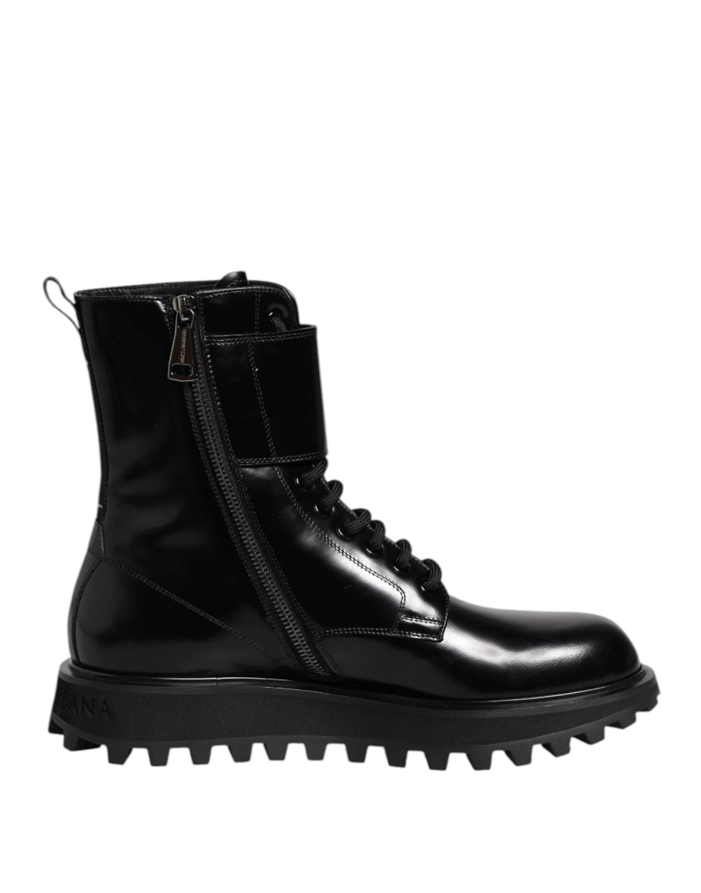 Dolce & Gabbana Black Leather Lace Up Mid Calf Boots Shoes by Dolce & Gabbana