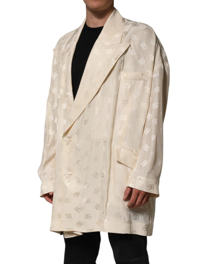 Dolce & Gabbana Beige Polyester Logo Monogram Coat Jacket by Dolce & Gabbana