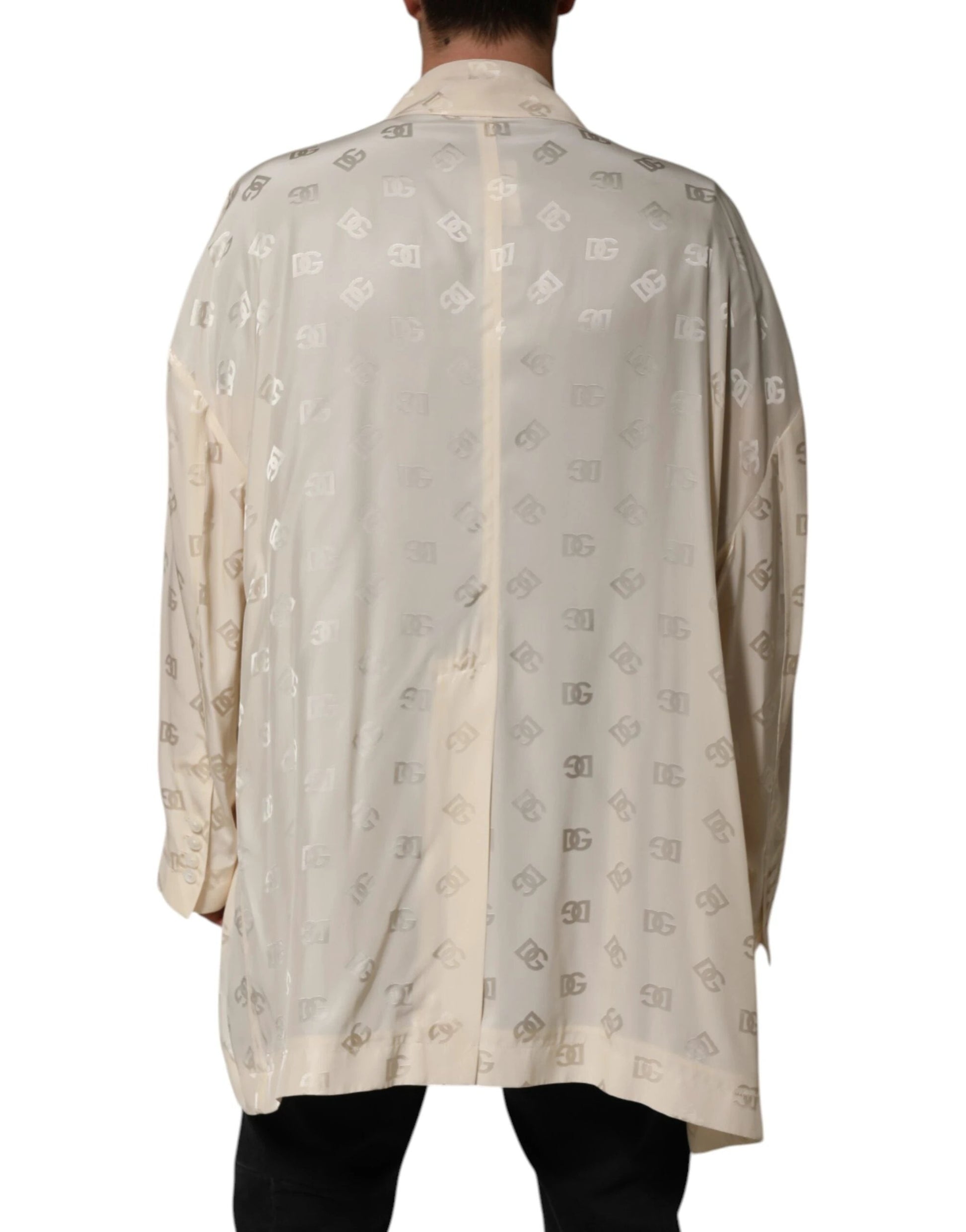 Dolce & Gabbana Beige Polyester Logo Monogram Coat Jacket by Dolce & Gabbana