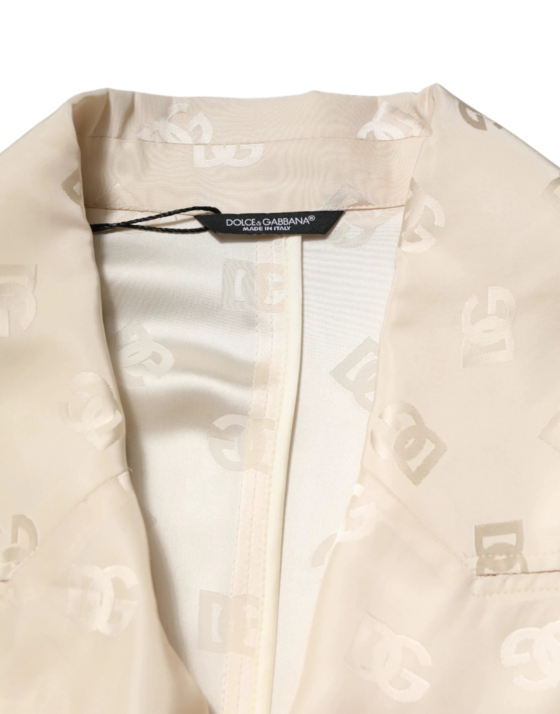 Dolce & Gabbana Beige Polyester Logo Monogram Coat Jacket by Dolce & Gabbana