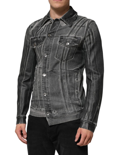 Dolce & Gabbana Gray Washed Cotton Stretch Denim Jacket by Dolce & Gabbana