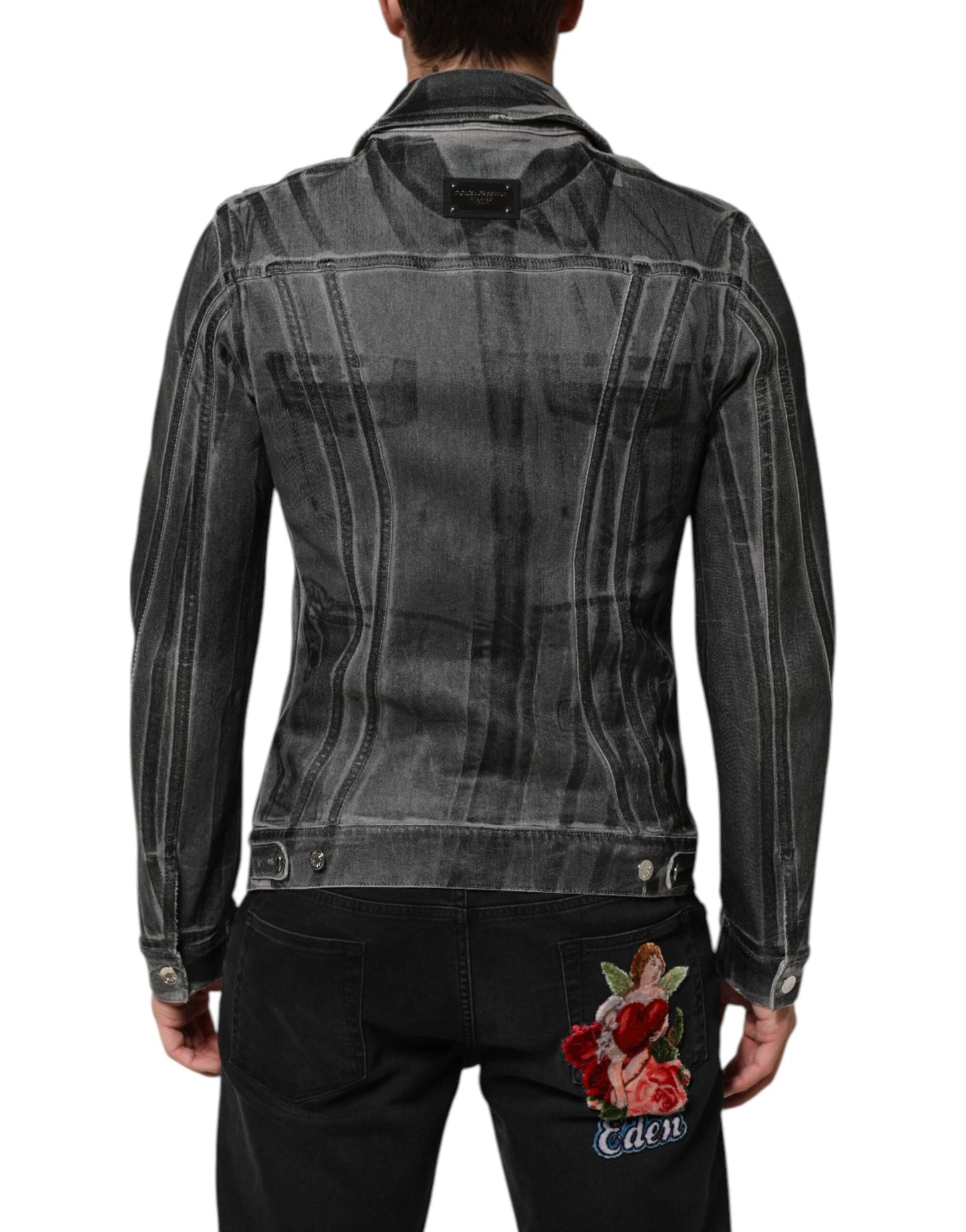 Dolce & Gabbana Gray Washed Cotton Stretch Denim Jacket by Dolce & Gabbana