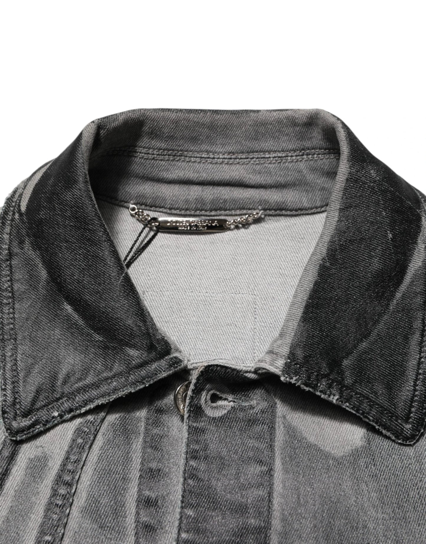 Dolce & Gabbana Gray Washed Cotton Stretch Denim Jacket by Dolce & Gabbana